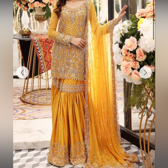 Aisha Imran Nazmin Yellow Gharara - Picture 2 of 9